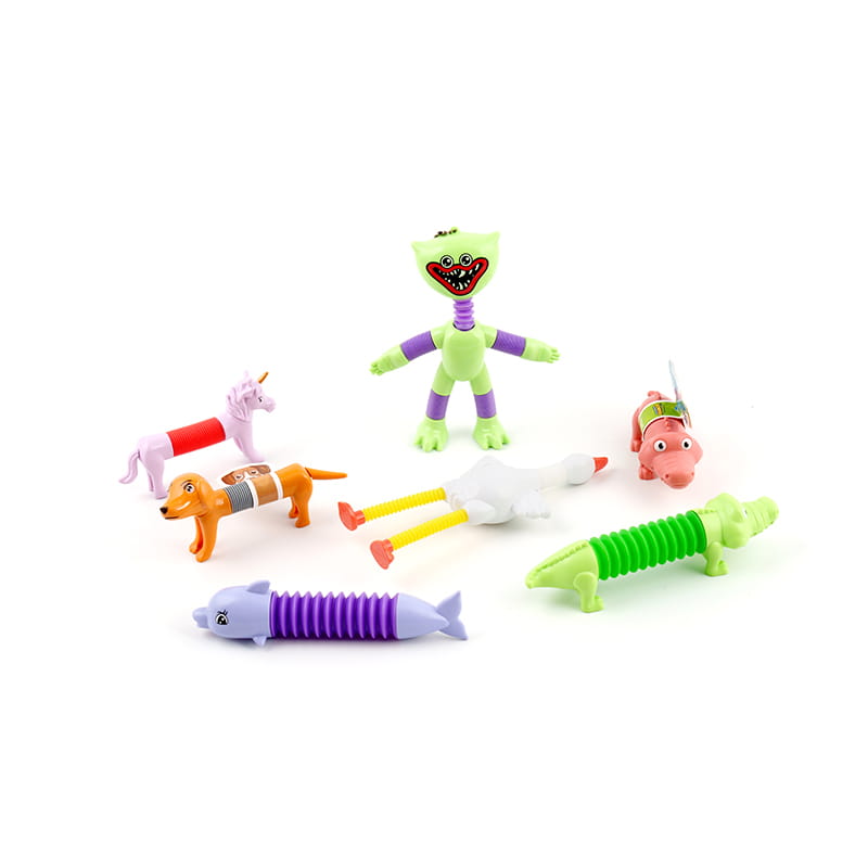 Descompresión de plástico estirando animales de tubo